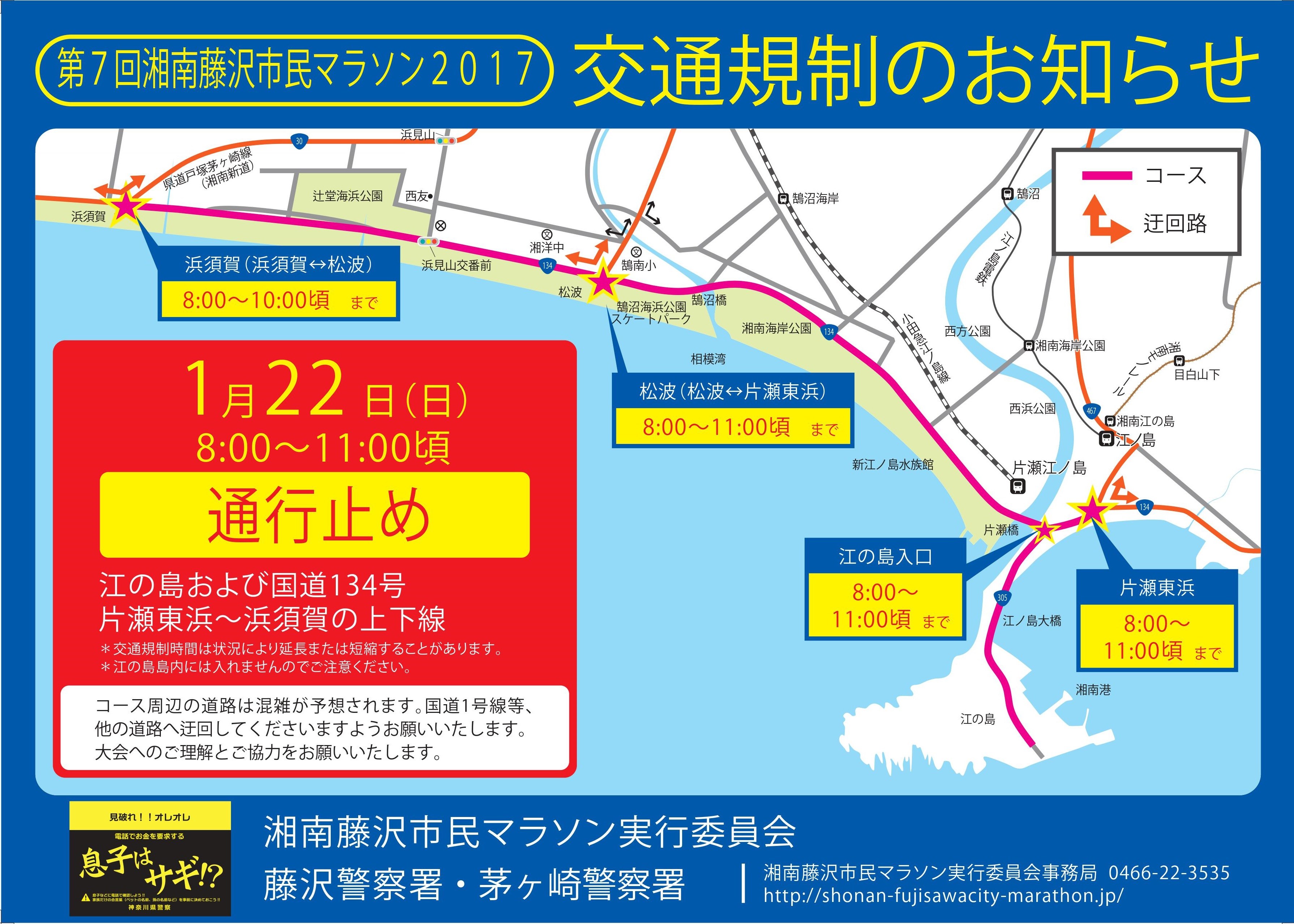 藤沢市民マラソンによる交通規制